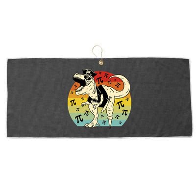 Pirate Dinosaur Retro Sunset Pi 3.14159 Large Microfiber Waffle Golf Towel