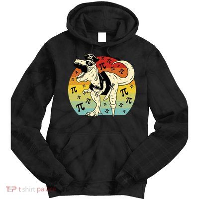 Pirate Dinosaur Retro Sunset Pi 3.14159 Tie Dye Hoodie