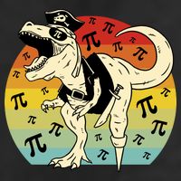 Pirate Dinosaur Retro Sunset Pi 3.14159 Golf Towel