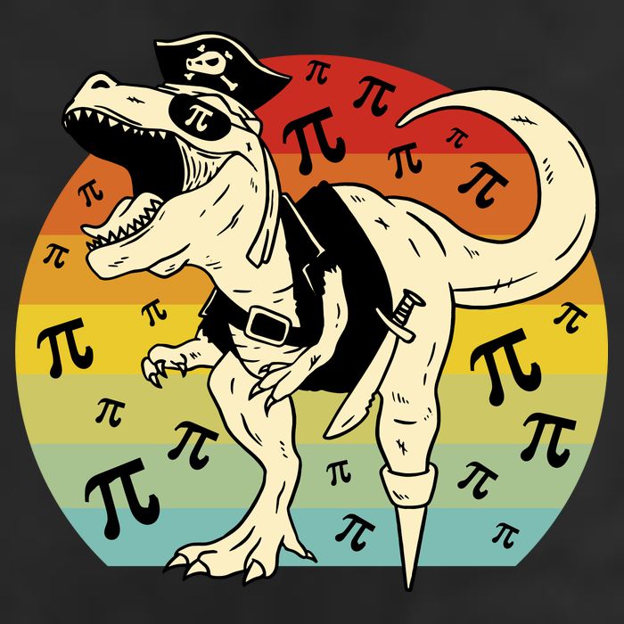 Pirate Dinosaur Retro Sunset Pi 3.14159 Golf Towel
