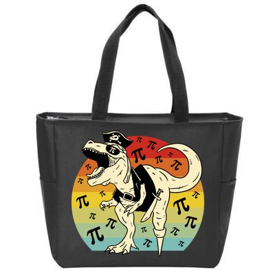 Pirate Dinosaur Retro Sunset Pi 3.14159 Zip Tote Bag