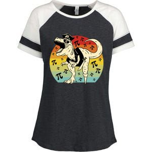 Pirate Dinosaur Retro Sunset Pi 3.14159 Enza Ladies Jersey Colorblock Tee