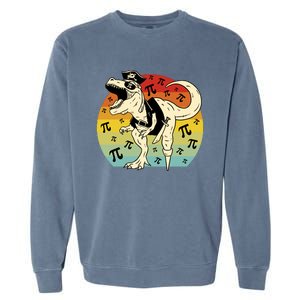 Pirate Dinosaur Retro Sunset Pi 3.14159 Garment-Dyed Sweatshirt