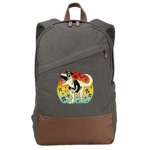 Pirate Dinosaur Retro Sunset Pi 3.14159 Cotton Canvas Backpack