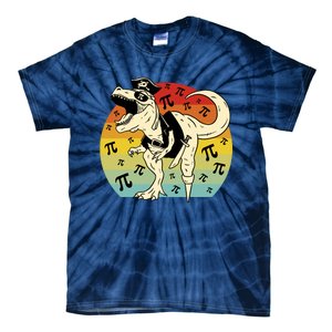 Pirate Dinosaur Retro Sunset Pi 3.14159 Tie-Dye T-Shirt