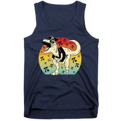 Pirate Dinosaur Retro Sunset Pi 3.14159 Tank Top