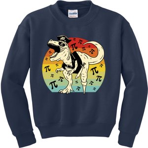 Pirate Dinosaur Retro Sunset Pi 3.14159 Kids Sweatshirt