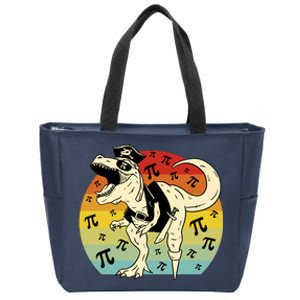 Pirate Dinosaur Retro Sunset Pi 3.14159 Zip Tote Bag