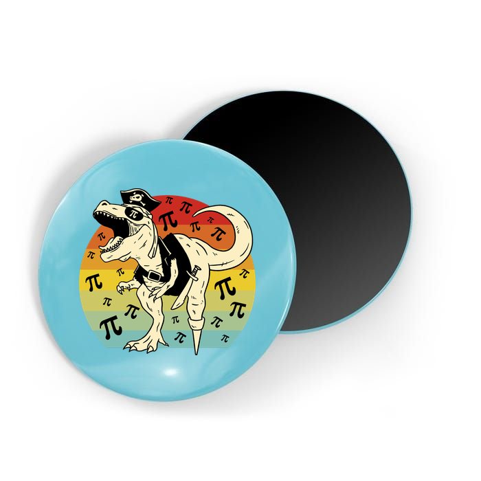 Pirate Dinosaur Retro Sunset Pi 3.14159 Magnet