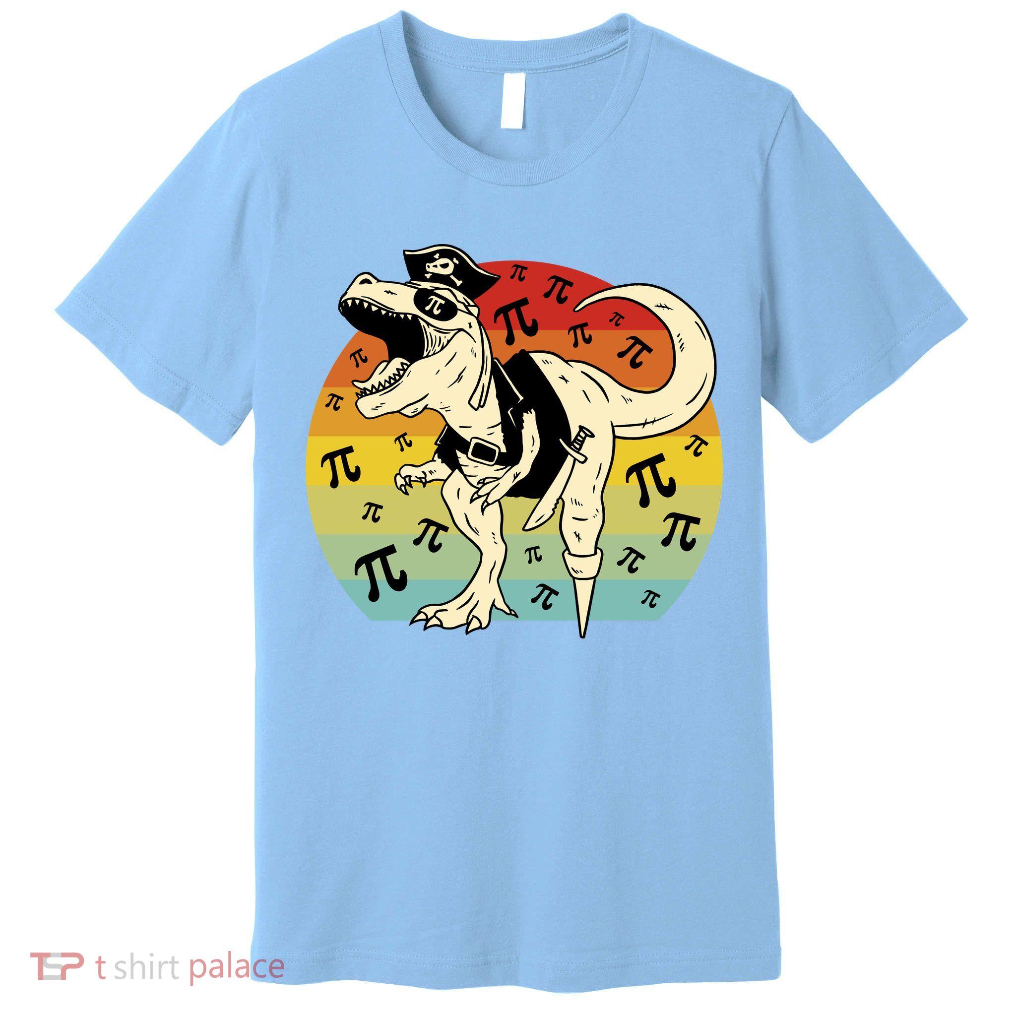 Pirate Dinosaur Retro Sunset Pi 3.14159 Premium T-Shirt