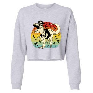 Pirate Dinosaur Retro Sunset Pi 3.14159 Cropped Pullover Crew