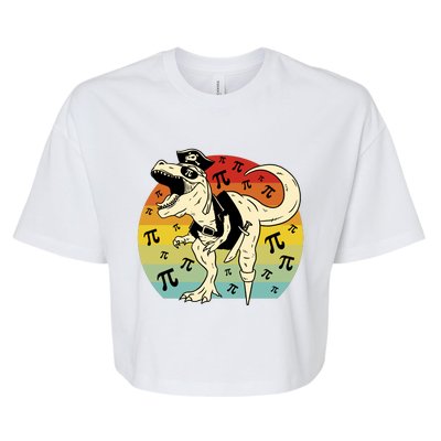 Pirate Dinosaur Retro Sunset Pi 3.14159 Bella+Canvas Jersey Crop Tee