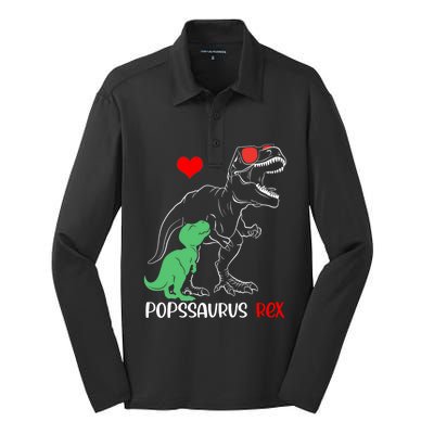 Popssaurus Daddy Rex Autism Awareness Proud Dad Gift Silk Touch Performance Long Sleeve Polo