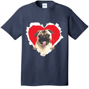 Pug Dog Rose Heart Valentines Day Couple Men Women T-Shirt