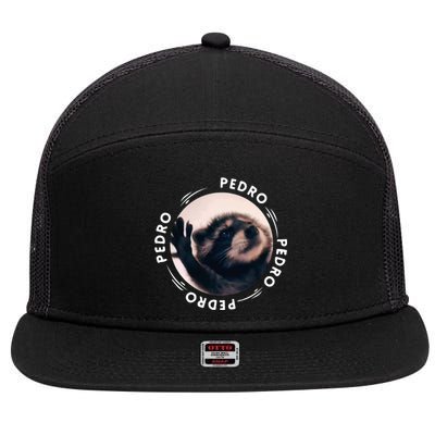 Pedro Dancing Raccoon Pedro Pedro Dancing Raccoon Meme 7 Panel Mesh Trucker Snapback Hat