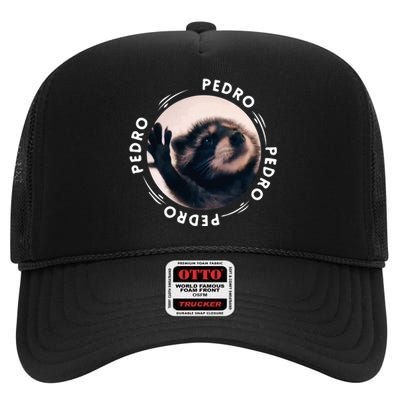 Pedro Dancing Raccoon Pedro Pedro Dancing Raccoon Meme High Crown Mesh Back Trucker Hat