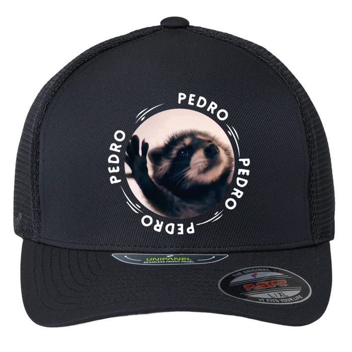 Pedro Dancing Raccoon Pedro Pedro Dancing Raccoon Meme Flexfit Unipanel Trucker Cap