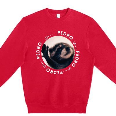 Pedro Dancing Raccoon Pedro Pedro Dancing Raccoon Meme Funny Premium Crewneck Sweatshirt