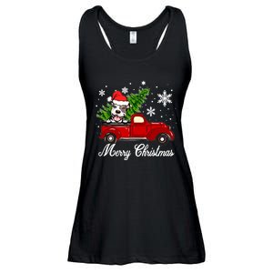 Pitbull Dog Riding Red Truck Christmas Decorations Pajama Sweatshirt Ladies Essential Flowy Tank