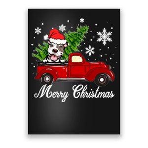 Pitbull Dog Riding Red Truck Christmas Decorations Pajama Sweatshirt Poster