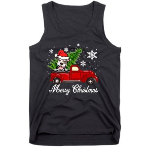 Pitbull Dog Riding Red Truck Christmas Decorations Pajama Sweatshirt Tank Top