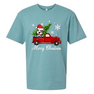 Pitbull Dog Riding Red Truck Christmas Decorations Pajama Sweatshirt Sueded Cloud Jersey T-Shirt