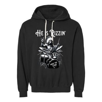 Percussion Drum Rizz He Is Rizzin Jesus Drumming Garment-Dyed Fleece Hoodie