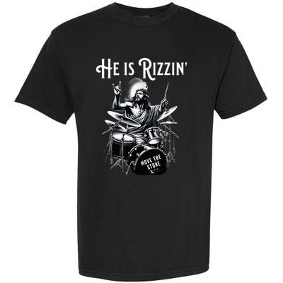 Percussion Drum Rizz He Is Rizzin Jesus Drumming Garment-Dyed Heavyweight T-Shirt