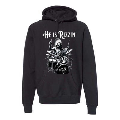 Percussion Drum Rizz He Is Rizzin Jesus Drumming Premium Hoodie