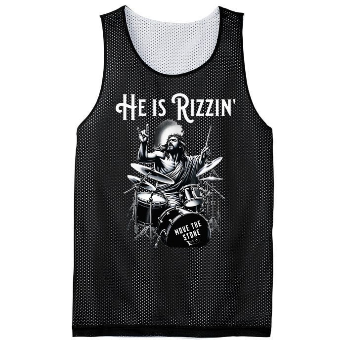 Percussion Drum Rizz He Is Rizzin Jesus Drumming Mesh Reversible Basketball Jersey Tank