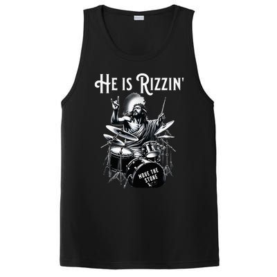 Percussion Drum Rizz He Is Rizzin Jesus Drumming PosiCharge Competitor Tank