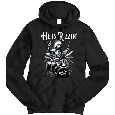 Percussion Drum Rizz He Is Rizzin Jesus Drumming Tie Dye Hoodie