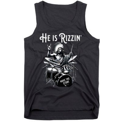 Percussion Drum Rizz He Is Rizzin Jesus Drumming Tank Top