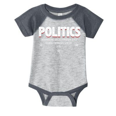 Politics Destroying Relationships And Family Dinners Since 1776 Infant Baby Jersey Bodysuit