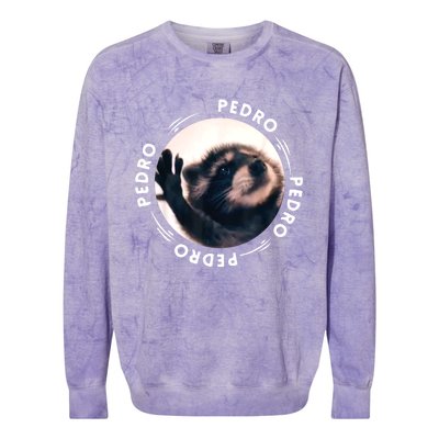 Pedro Dancing Raccoon Pedro Pedro Dancing Raccoon Meme Colorblast Crewneck Sweatshirt