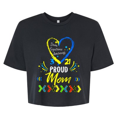 Proud Down Syndrome Mom Awareness Shirts Son Daughter Bella+Canvas Jersey Crop Tee