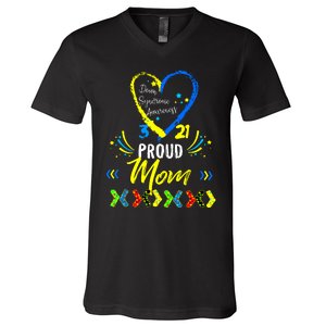 Proud Down Syndrome Mom Awareness Shirts Son Daughter V-Neck T-Shirt