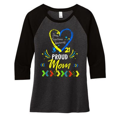 Proud Down Syndrome Mom Awareness Shirts Son Daughter Women's Tri-Blend 3/4-Sleeve Raglan Shirt