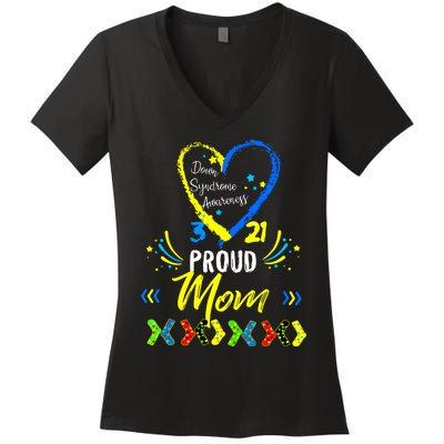 Proud Down Syndrome Mom Awareness Shirts Son Daughter Women's V-Neck T-Shirt