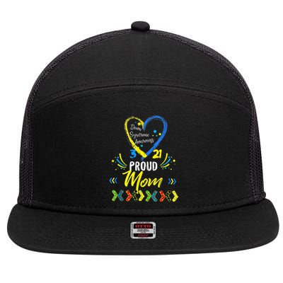 Proud Down Syndrome Mom Awareness Shirts, Son Daughter 7 Panel Mesh Trucker Snapback Hat