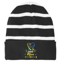 Proud Down Syndrome Mom Awareness Shirts, Son Daughter Striped Beanie with Solid Band