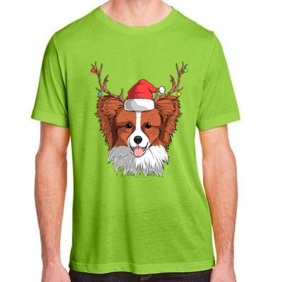 Papillon Dog Santa Claus Hat Christmas Xmas Reindeer Gift Adult ChromaSoft Performance T-Shirt