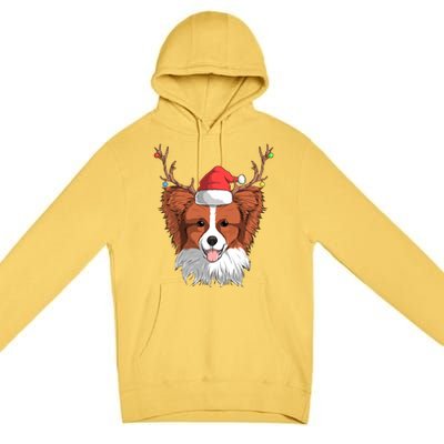 Papillon Dog Santa Claus Hat Christmas Xmas Reindeer Gift Premium Pullover Hoodie