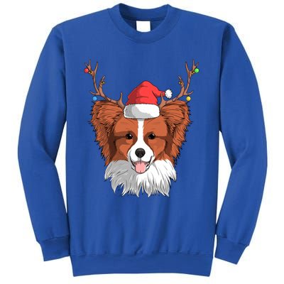 Papillon Dog Santa Claus Hat Christmas Xmas Reindeer Gift Sweatshirt