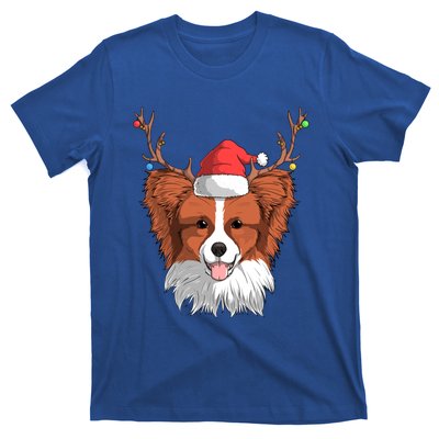 Papillon Dog Santa Claus Hat Christmas Xmas Reindeer Gift T-Shirt