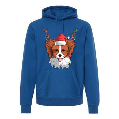 Papillon Dog Santa Claus Hat Christmas Xmas Reindeer Gift Premium Hoodie