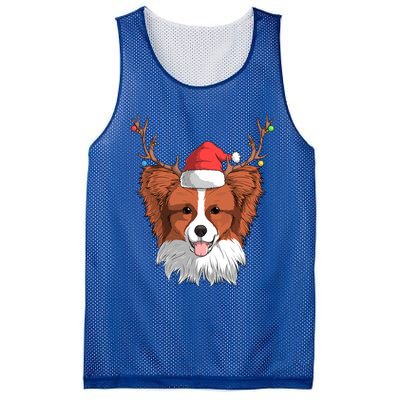 Papillon Dog Santa Claus Hat Christmas Xmas Reindeer Gift Mesh Reversible Basketball Jersey Tank