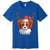 Papillon Dog Santa Claus Hat Christmas Xmas Reindeer Gift Premium T-Shirt