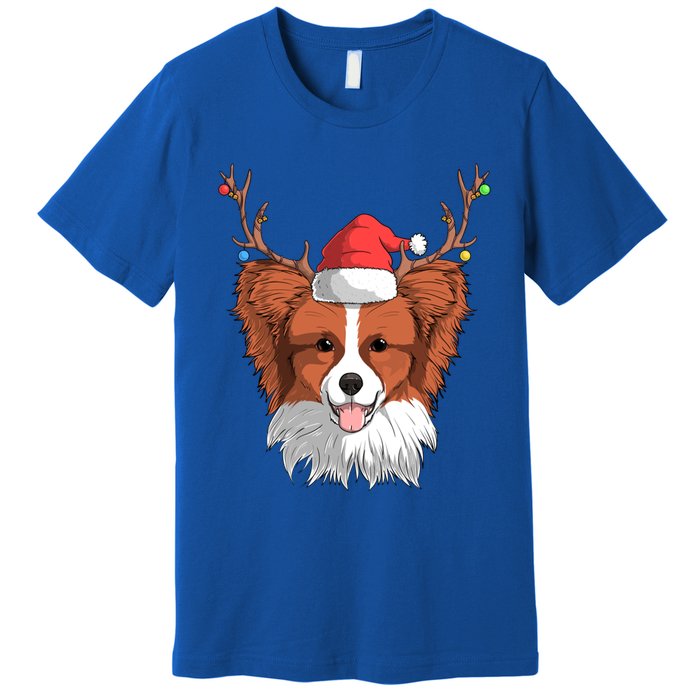 Papillon Dog Santa Claus Hat Christmas Xmas Reindeer Gift Premium T-Shirt