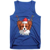 Papillon Dog Santa Claus Hat Christmas Xmas Reindeer Gift Tank Top